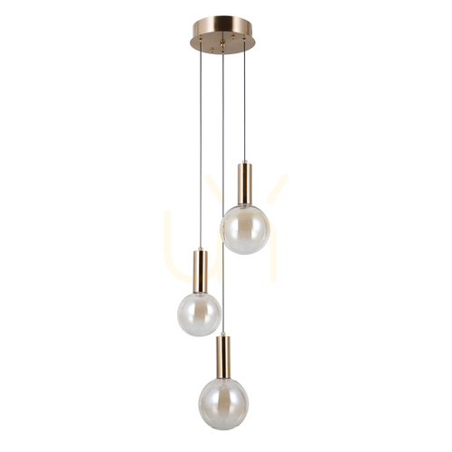 Sprawdź Lampa Wisząca Italux Strela LED 3-Punktowa Złota Szklana PND-34378-3S-HBR