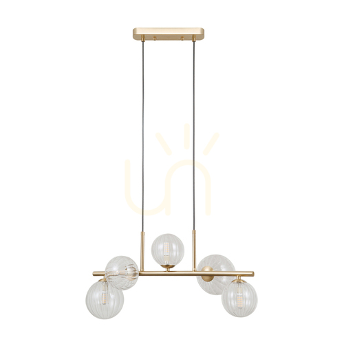 Sprawdź Lampa Wisząca Italux Toledo Złota Szklana 5x G9 PND-40717-5-HBR