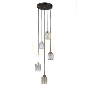 Lampa wisząca Italux Torno czarno-złota 5-punktowa szklane klosze E14 PND-40813-5R-BK-HBR small 0