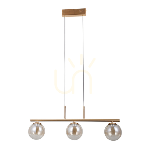 Sprawdź Lampa Wisząca Italux LED 3-punktowa Złota Bursztynowe Szkło PND-34381-3-HBR