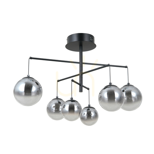 Sprawdź Lampa Wisząca Italux Velada LED 6-Punktowa Czarna Szklana PND-34381-6-BK