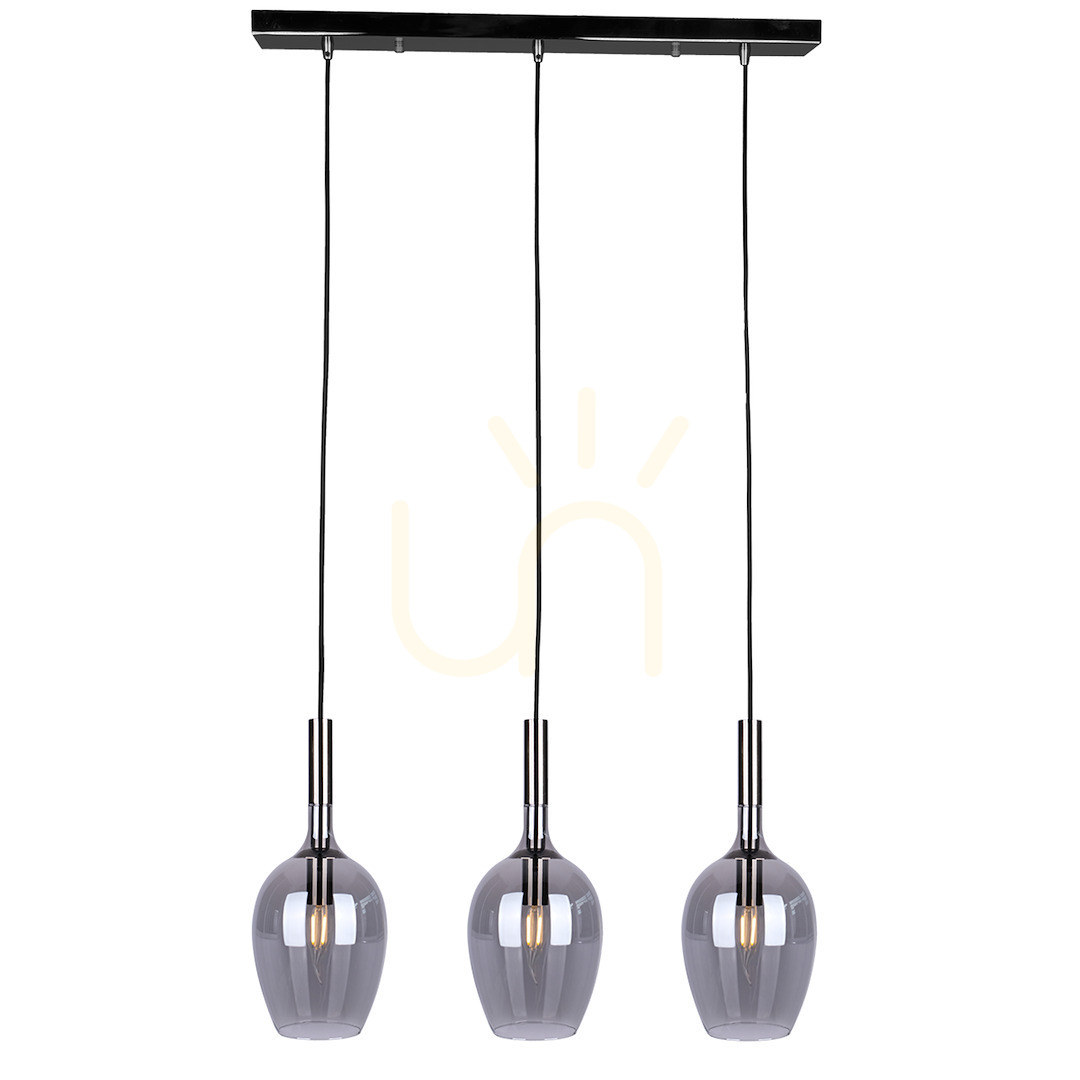Zobacz Lampa wisząca MiLAGRO Lugano czarna ze szkłem dymionym 3×E14 ML8814 Lampa wisząca MiLAGRO Lugano czarna ze szkłem dymionym 3×E14 ML8814