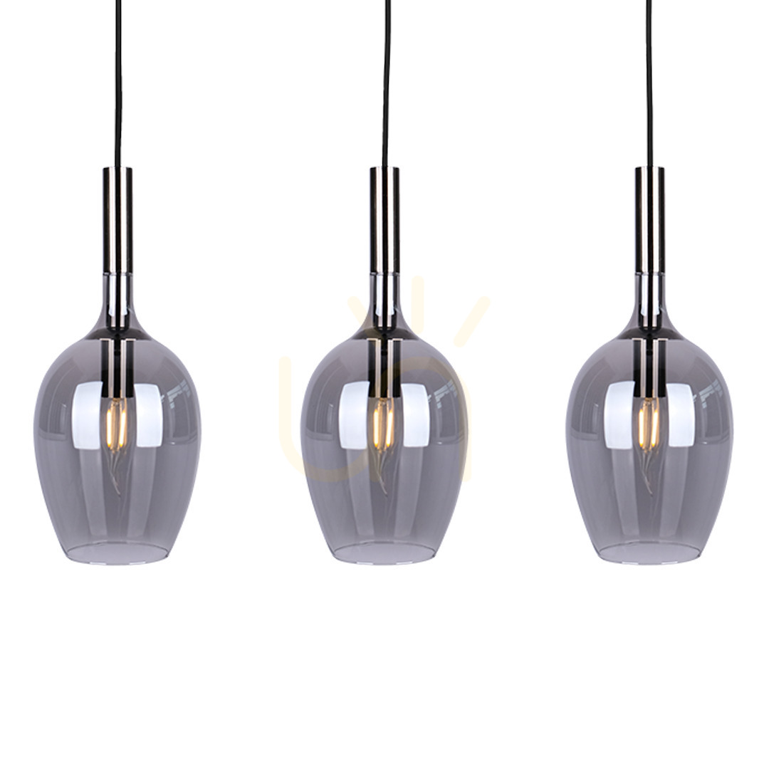 Obejrzyj Lampa wisząca MiLAGRO Lugano czarna ze szkłem dymionym 3×E14 ML8814 Lampa wisząca MiLAGRO Lugano czarna ze szkłem dymionym 3×E14 ML8814