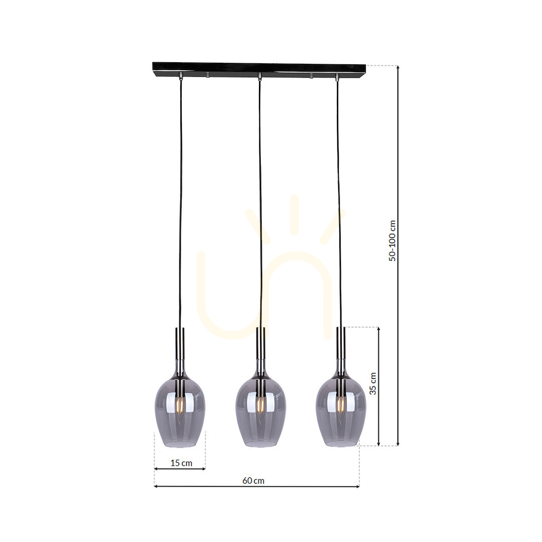 Zobacz Lampa wisząca MiLAGRO Lugano czarna ze szkłem dymionym 3×E14 ML8814 Lampa wisząca MiLAGRO Lugano czarna ze szkłem dymionym 3×E14 ML8814