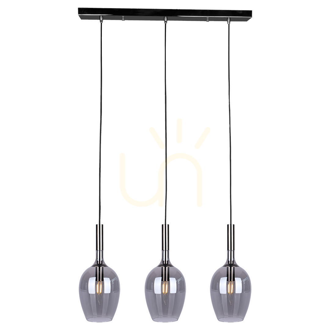 Obejrzyj Lampa wisząca MiLAGRO Lugano czarna ze szkłem dymionym 3×E14 ML8814 Lampa wisząca MiLAGRO Lugano czarna ze szkłem dymionym 3×E14 ML8814