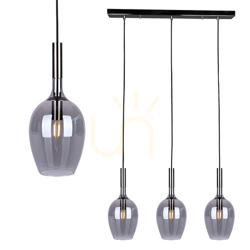 Sprawdź Lampa wisząca MiLAGRO Lugano czarna ze szkłem dymionym 3×E14 ML8814