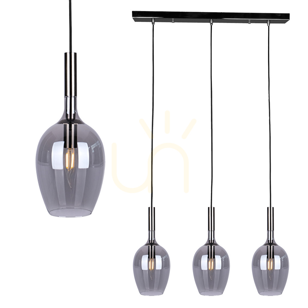 Sprawdź Lampa wisząca MiLAGRO Lugano czarna ze szkłem dymionym 3×E14 ML8814 Lampa wisząca MiLAGRO Lugano czarna ze szkłem dymionym 3×E14 ML8814