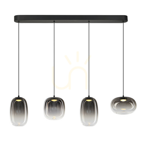 Sprawdź Lampa wisząca VASO czarna LED 15 W, 4 dymione szklane klosze ML1407 Milagro