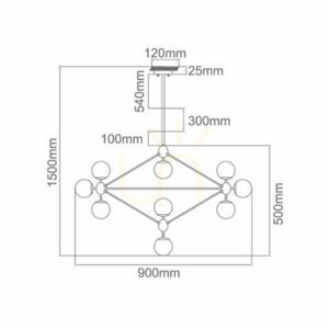 Lampa sufitowa Bao czarna szklana 10-punktowa Open Design Highlights small 2