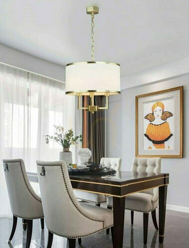 Sprawdź Lampa wisząca Casa 3xE14 biała kremowa złoto satynowe Metal Tkanina Open Design Highlights