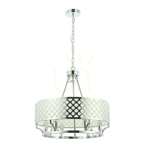 Sprawdź Lampa wisząca Verno 6xE14 biała chrom metal tkanina Open Design Highlights