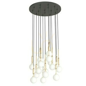 Lampa wisząca Ero XVI Gold 60 Open Design Highlights, metal szkło, biały opal czarny złoty small 1