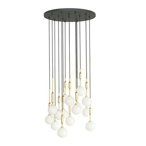 Sprawdź Lampa wisząca Ero XVI Gold 60 Open Design Highlights, metal szkło, biały opal czarny złoty