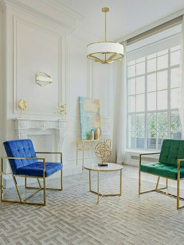 Sprawdź Lampa wisząca Gerdo biała kremowa złoto satynowe 4xE27 Open Design Highlights