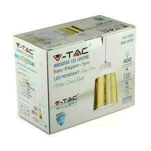 Oprawa Zwieszana LED V-TAC 7W (Akryl) Złoty 120x190mm VT-7333-G 4000K 400lm 3 Lata Gwarancji small 2