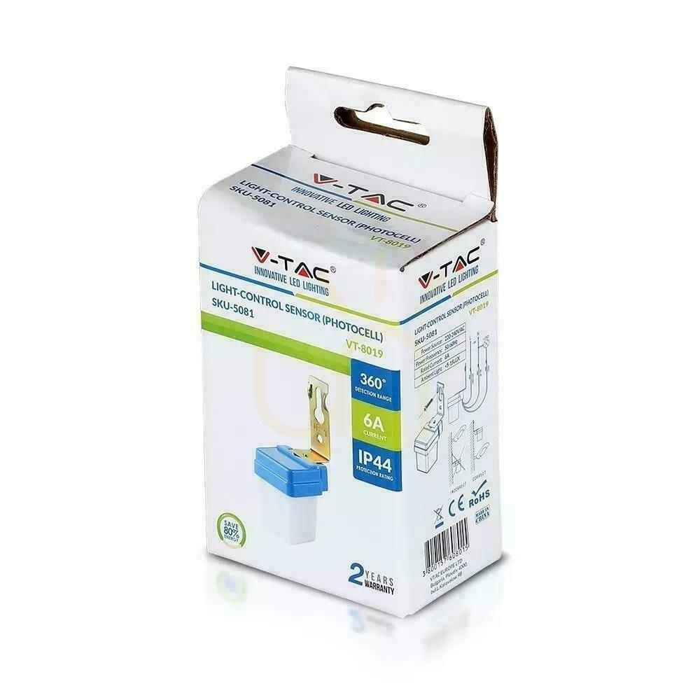 Obejrzyj Czujnik Zmierzchu Światła 6A 1400W 5-15LUX V-TAC VT-8019 Czujnik Zmierzchu Światła 6A 1400W 5-15LUX V-TAC VT-8019