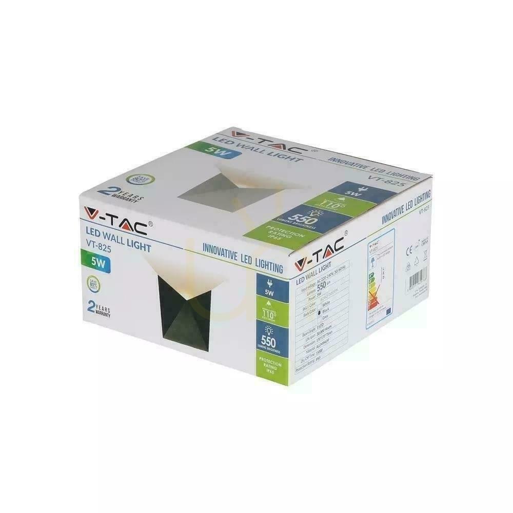 Pokaż Kinkiet Ścienny V-TAC 5W LED Czarny IP65 VT-825 4000K 550lm Kinkiet Ścienny V-TAC 5W LED Czarny IP65 VT-825 4000K 550lm