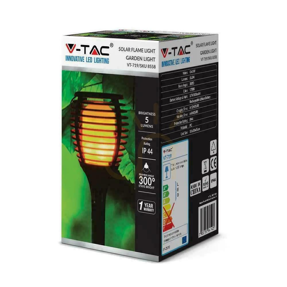 Pokaż Oprawa Ogrodowa V-TAC Solarna 4 funkcje Efekt Płomienia VT-719 2200K 5lm Oprawa Ogrodowa V-TAC Solarna 4 funkcje Efekt Płomienia VT-719 2200K 5lm