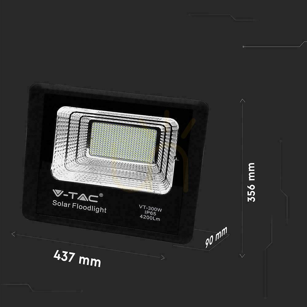 Pokaż Projektor LED Solarny V-TAC 50W Czarny IP65, Pilot, Timer VT-300W 4000K 4200lm Projektor LED Solarny V-TAC 50W Czarny IP65, Pilot, Timer VT-300W 4000K 4200lm