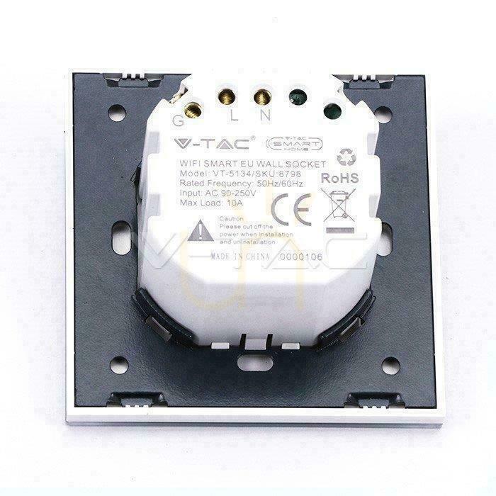 Obejrzyj Gniazdo Szklane SMART WiFi V-TAC Białe Amazon Alexa, Google Home, Nest VT-5134 Gniazdo Szklane SMART WiFi V-TAC Białe Amazon Alexa, Google Home, Nest VT-5134