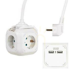 Przedłużacz Kostka 4 gniazda 2 gniazda USB 1.55MM 1.4M V-TAC VT-1154-2 small 5