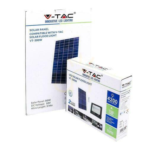 Sprawdź Projektor LED Solarny V-TAC 50W Czarny IP65, Pilot, Timer VT-300W 6000K 4200lm