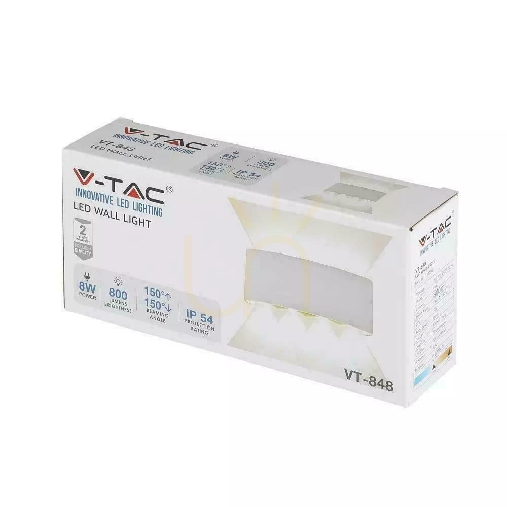 Obejrzyj Oprawa Ścienna Góra Dół V-TAC 8W LED Biała IP54 VT-848 4000K 800lm Oprawa Ścienna Góra Dół V-TAC 8W LED Biała IP54 VT-848 4000K 800lm