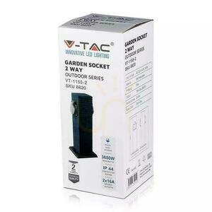 Słupek Ogrodowy V-TAC 2 Gniazda 30cm 2x16A 3600W IP44 Grafit VT-1155-1 small 4