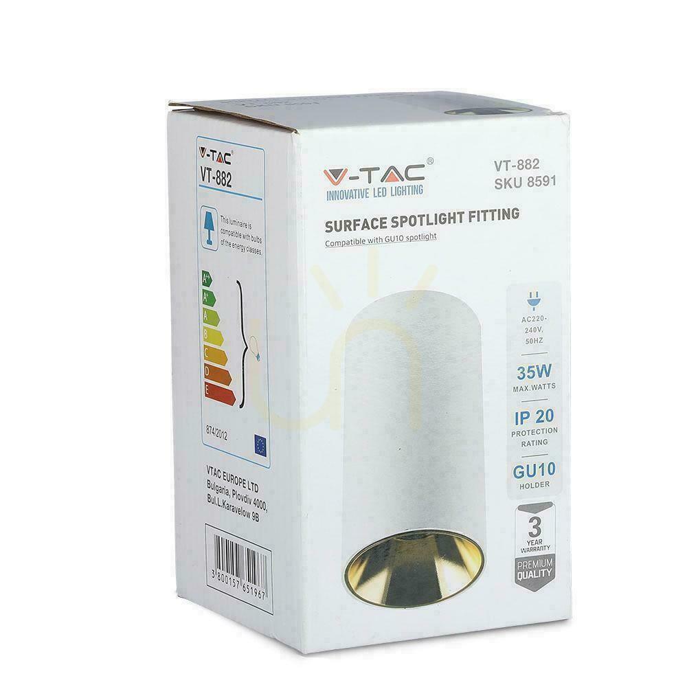 Pokaż Oprawa Sufitowa V-TAC GU10 Okrągła Natynkowa Tuba Biały+Złoty 80x140mm VT-882-R 3 Lata Gwarancji Oprawa Sufitowa V-TAC GU10 Okrągła Natynkowa Tuba Biały+Złoty 80x140mm VT-882-R 3 Lata Gwarancji
