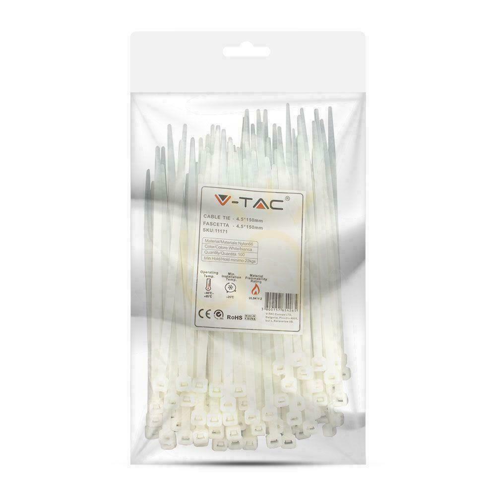 Zobacz Opaska Zaciskowa V-TAC 4.5x150mm Biała 22kg Nylon66 (Opak. 100szt) Opaska Zaciskowa V-TAC 4.5x150mm Biała 22kg Nylon66 (Opak. 100szt)