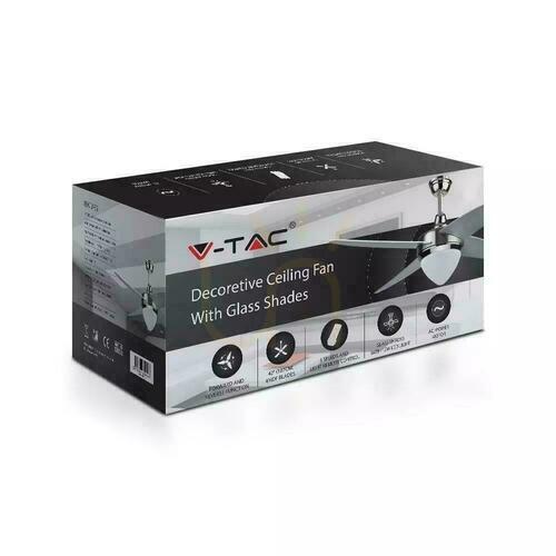 Sprawdź Wentylator sufitowy z oświetleniem V-TAC VT-6043-4, Ø107 cm, 4 łopaty, LED 15 W 1500 lm CCT, pilot