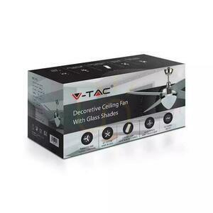 Wentylator sufitowy z oświetleniem V-TAC VT-6043-4, Ø107 cm, 4 łopaty, LED 15 W 1500 lm CCT, pilot small 1