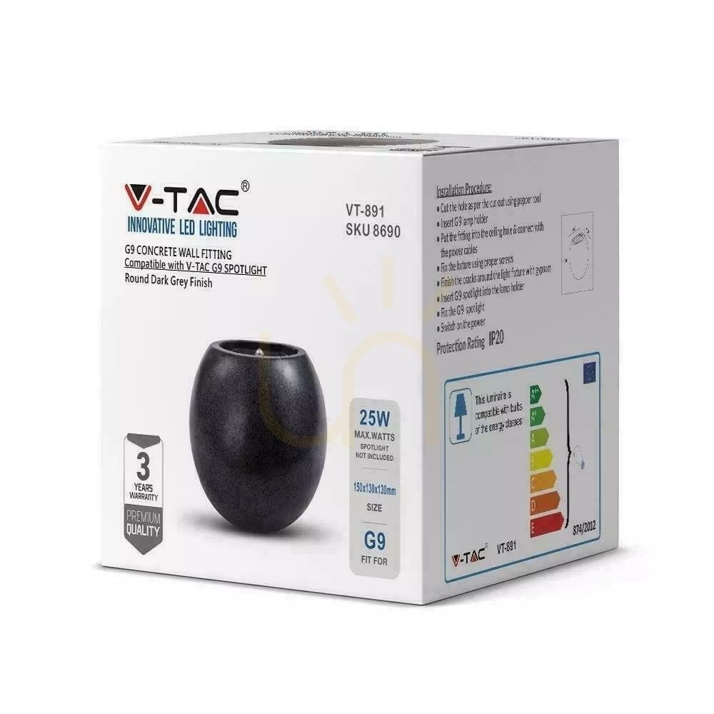 Wyświetl Kinkiet V-TAC BETON G9 LED Okrągly Ciemny Szary IP20 VT-891 Kinkiet V-TAC BETON G9 LED Okrągly Ciemny Szary IP20 VT-891