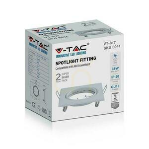 Oprawa wpuszczana V-TAC VT-817 pod GU10, kwadratowa, ruchoma, biała, 82 x 82 mm, 2 szt. w opakowaniu small 2