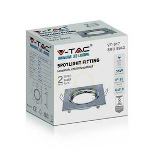 Oczko V-TAC GU10 Kwadrat Ruchome Chrom (Opak. 2 szt) VT-817-SQ-CH 3 Lata Gwarancji small 5