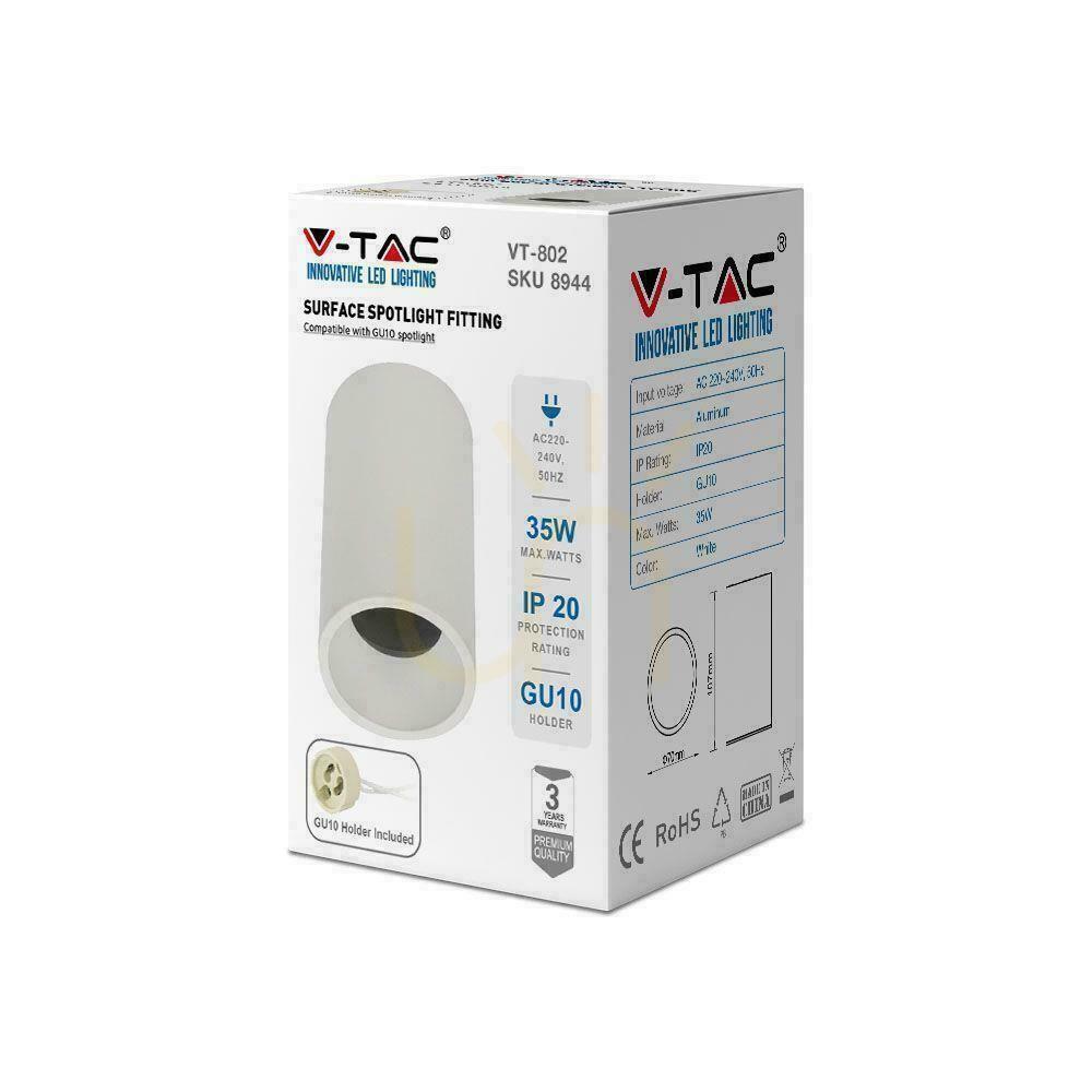 Wyświetl Oprawa V-TAC Aluminiowa GU10 Okrągła Natynkowa Tuba Biała 70x107mm VT-802-W 3 Lata Gwarancji Oprawa V-TAC Aluminiowa GU10 Okrągła Natynkowa Tuba Biała 70x107mm VT-802-W 3 Lata Gwarancji