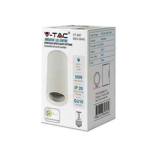 Sprawdź Oprawa V-TAC Aluminiowa GU10 Okrągła Natynkowa Tuba Biała 60x100mm VT-807-W 3 Lata Gwarancji