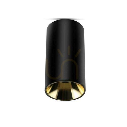 Sprawdź Oprawa Sufitowa V-TAC GU10 Okrągła Natynkowa Tuba Czarny+Złoto 80x140mm VT-882RD 3 Lata Gwarancji