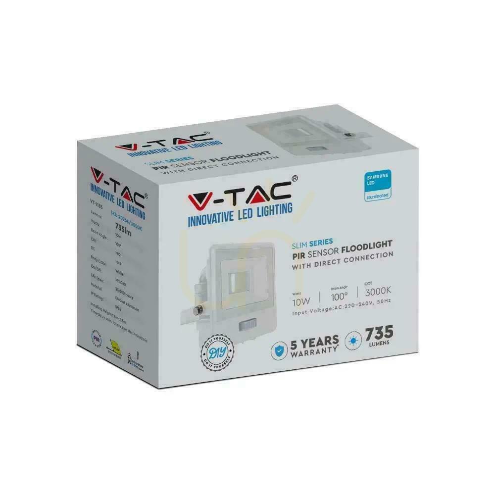 Pokaż Projektor LED V-TAC 10W SAMSUNG CHIP Czujnik Ruchu Biały Z MUFĄ VT-118S 4000K 735lm 5 Lat Gwarancji Projektor LED V-TAC 10W SAMSUNG CHIP Czujnik Ruchu Biały Z MUFĄ VT-118S 4000K 735lm 5 Lat Gwarancji