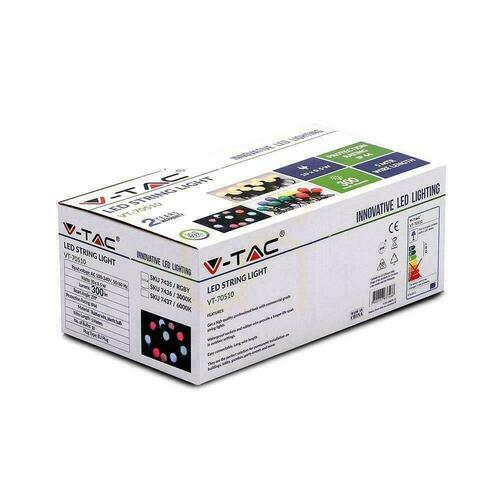 Sprawdź Girlanda Ogrodowa V-TAC (sznur) LED 5 metrów 10 żarówek 0,5W VT-70510 3000K 480lm
