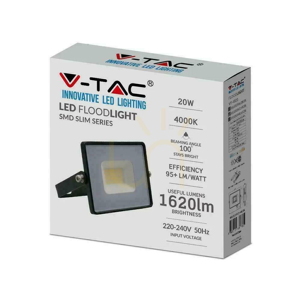 Obejrzyj Projektor LED V-TAC 20W SMD E-Series Czarny VT-4021 4000K 1620lm Projektor LED V-TAC 20W SMD E-Series Czarny VT-4021 4000K 1620lm