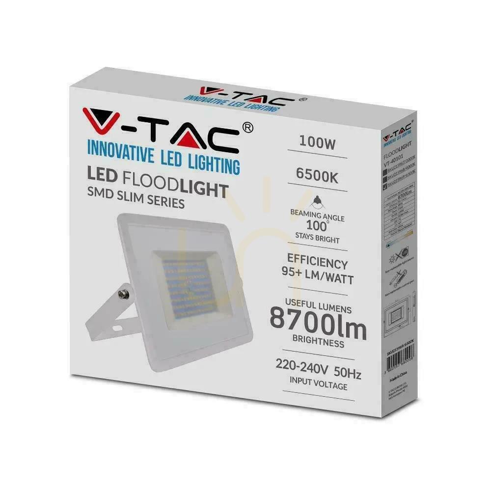 Zobacz Projektor LED V-TAC 100W SMD E-Series Biały VT-40101 6500K 8700lm Projektor LED V-TAC 100W SMD E-Series Biały VT-40101 6500K 8700lm
