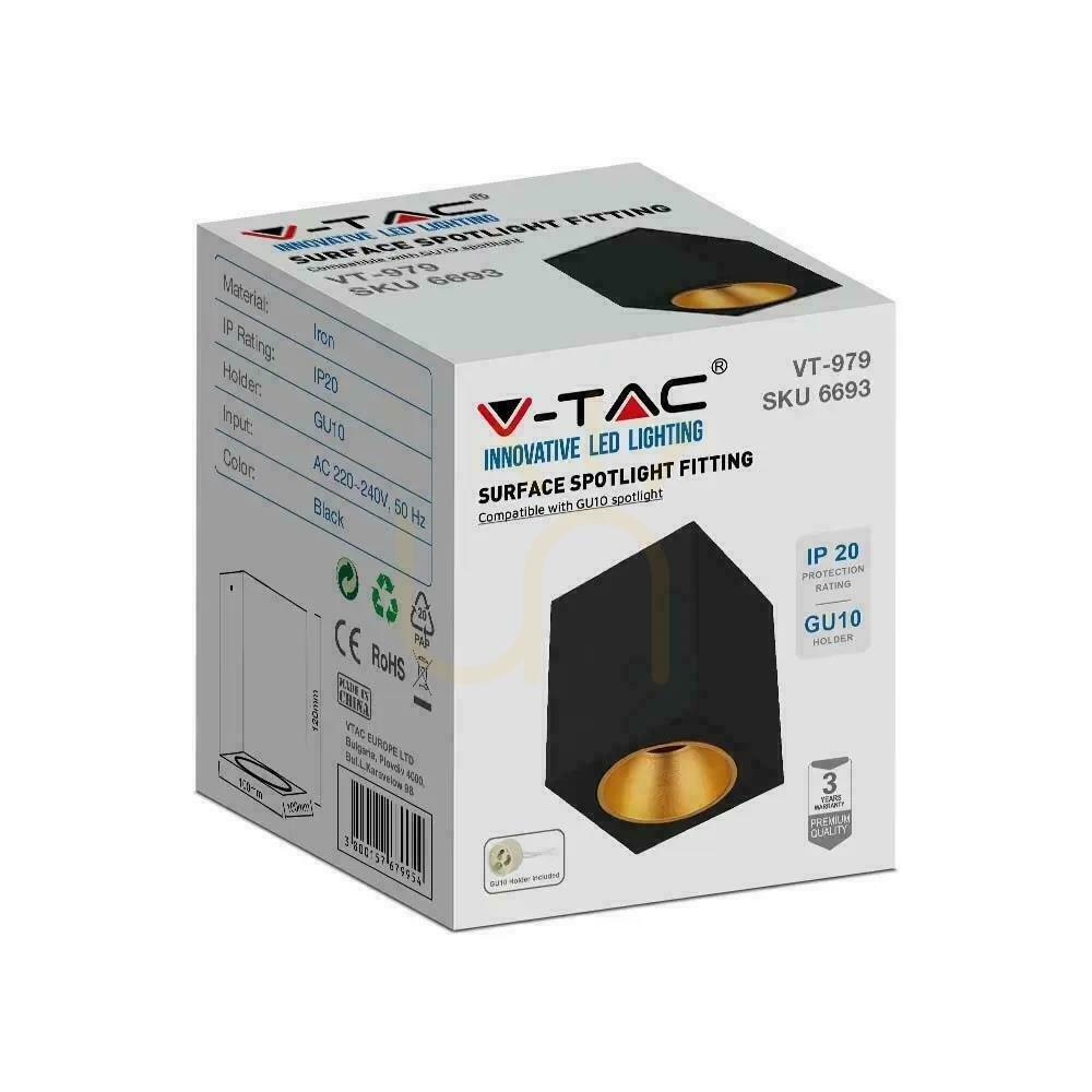 Zobacz Oprawa V-TAC GU10 Kwadratowa Natynkowa Czarna+Złoty 100x100x120cm VT-979SQ 3 Lata Gwarancji Oprawa V-TAC GU10 Kwadratowa Natynkowa Czarna+Złoty 100x100x120cm VT-979SQ 3 Lata Gwarancji
