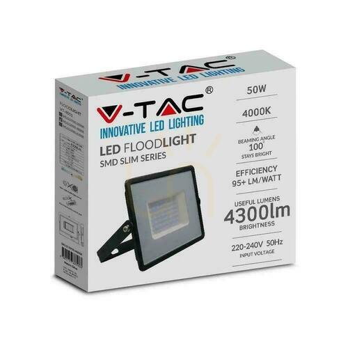 Sprawdź Projektor LED V-TAC 50W SMD E-Series Czarny VT-4051 4000K 4300lm