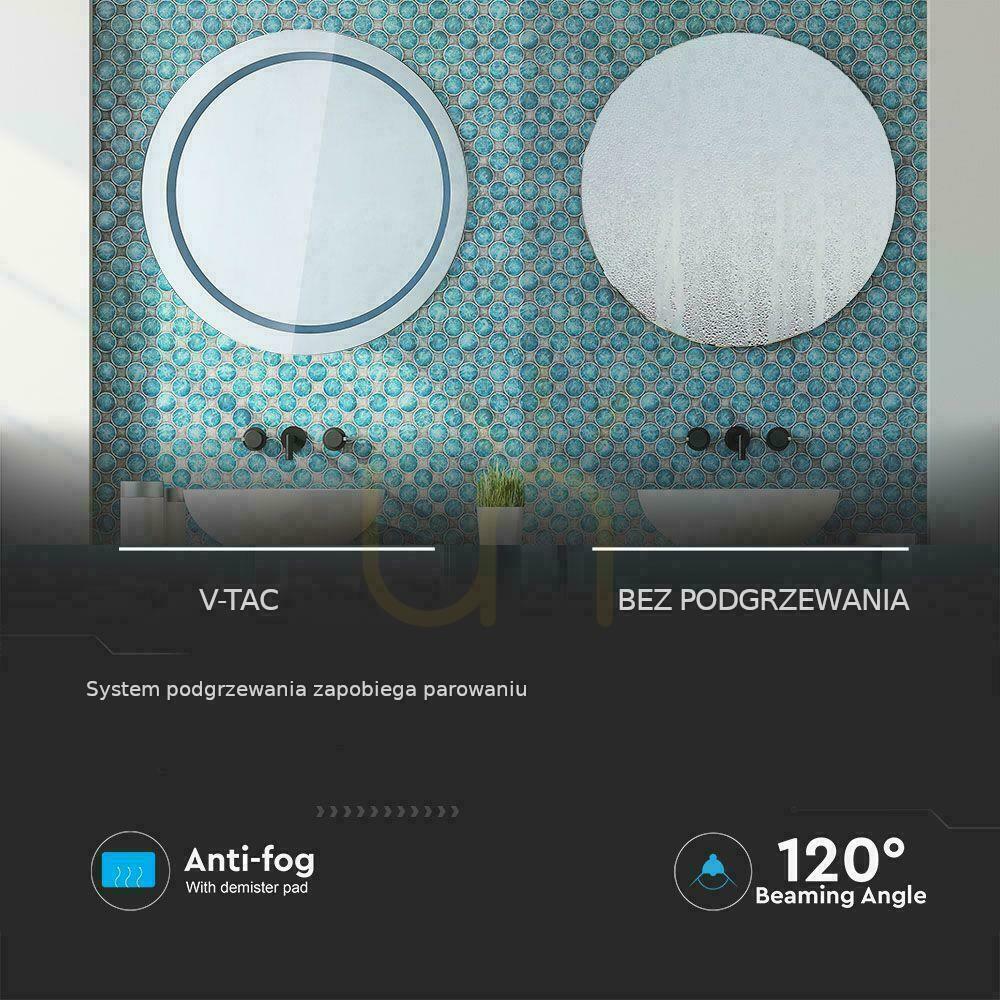Zobacz Lustro V-TAC 25W LED Anty Para Okrągłe 60cm IP44 Wł Dotyk Barwa CCT 3w1 VT-8602 3W1 85lm Lustro V-TAC 25W LED Anty Para Okrągłe 60cm IP44 Wł Dotyk Barwa CCT 3w1 VT-8602 3W1 85lm