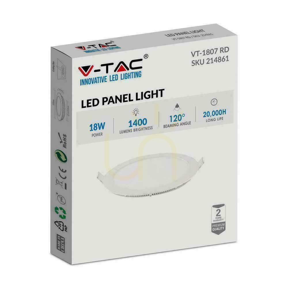 Wyświetl Panel LED V-TAC Premium Downlight 18W Okrągły fi225 VT-1807 4000K 1400lm Panel LED V-TAC Premium Downlight 18W Okrągły fi225 VT-1807 4000K 1400lm