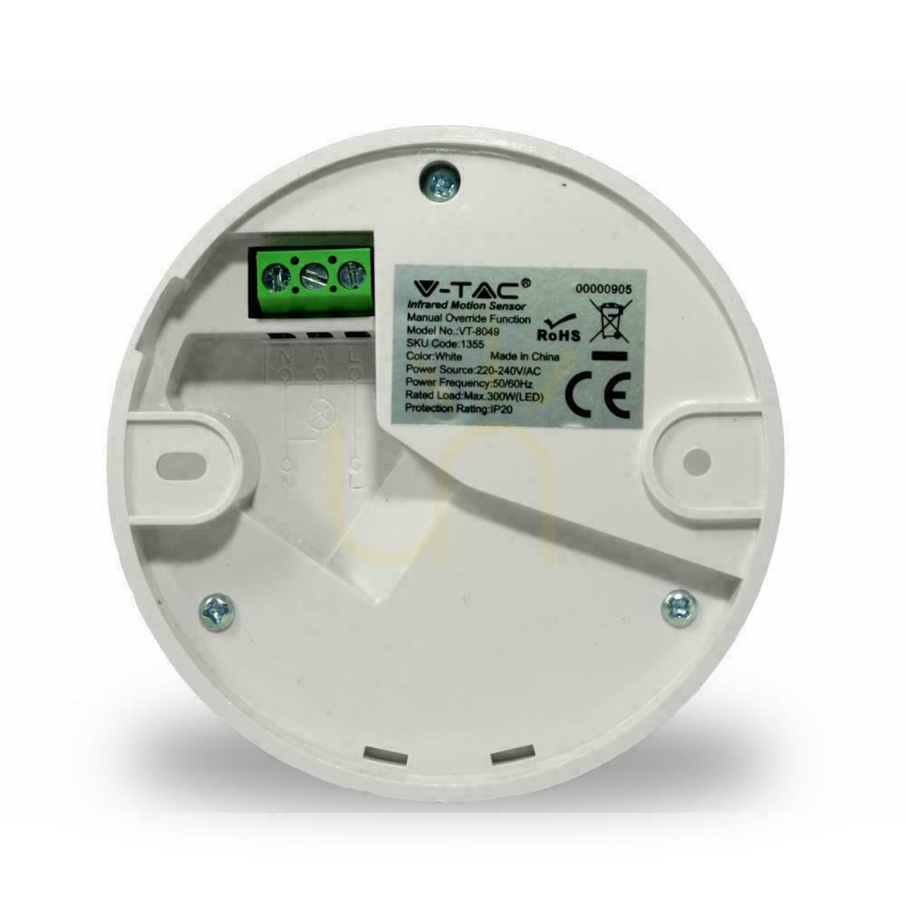 Obejrzyj Czujnik Ruchu 360st z funkcją On/Off Sufitowy Biały V-TAC VT-8049 Czujnik Ruchu 360st z funkcją On/Off Sufitowy Biały V-TAC VT-8049