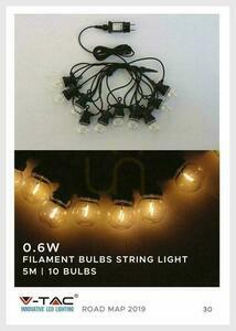 Girlanda Ogrodowa V-TAC (sznur) 6W LED 5 metrów 10 żarówek 0,4W Filament VT-71510 3000K 350lm small 4