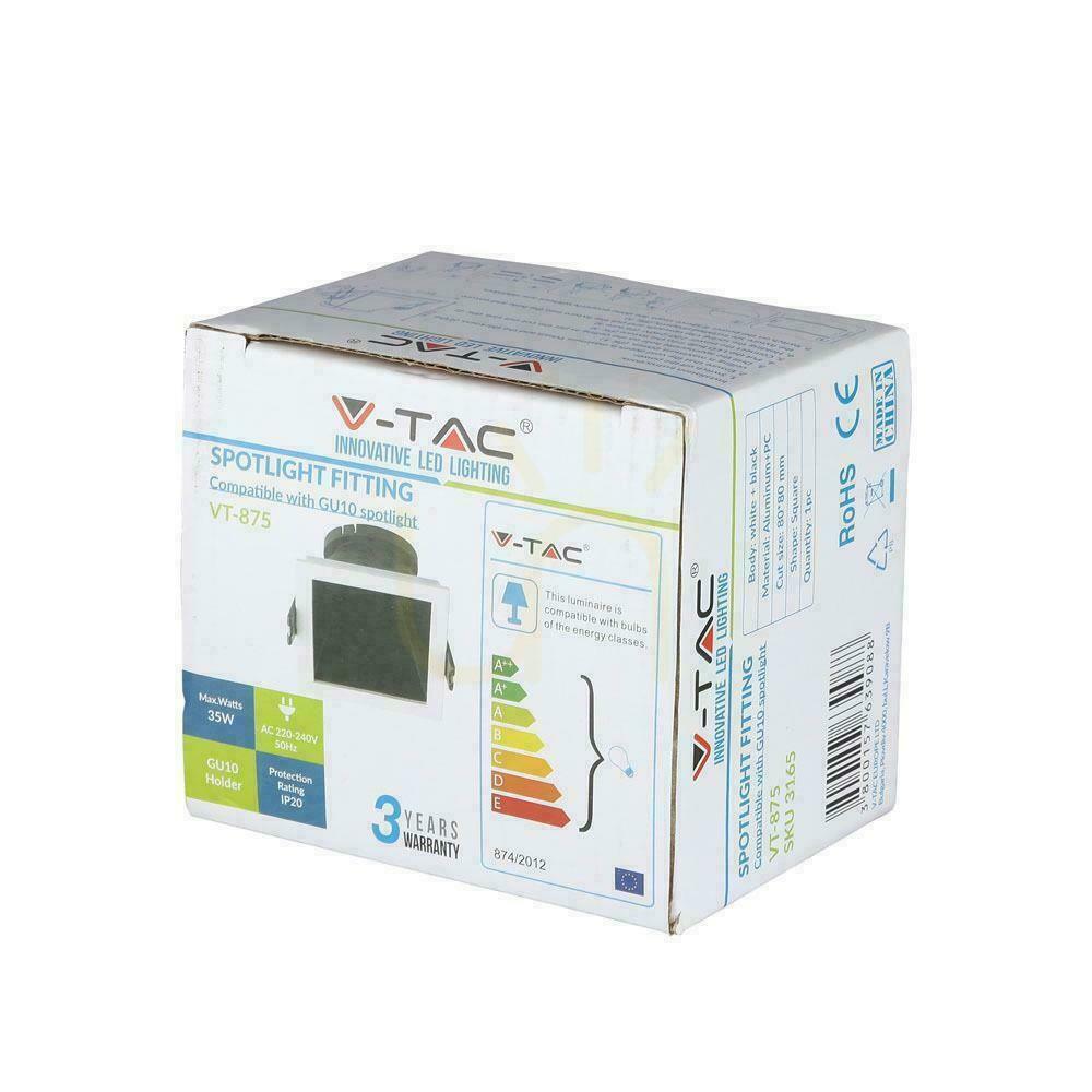 Pokaż Oczko V-TAC GU10 Wpuszczane Białe/Czarne Kwadrat VT-875-WB 3 Lata Gwarancji Oczko V-TAC GU10 Wpuszczane Białe/Czarne Kwadrat VT-875-WB 3 Lata Gwarancji