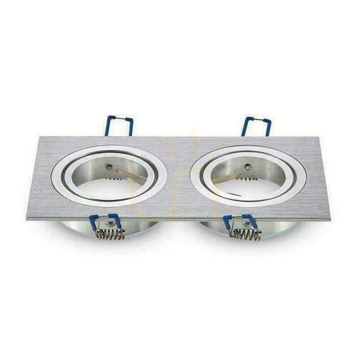 Sprawdź Oczko V-TAC Aluminiowe Odlew 2xGU10 Kwadrat Aluminium Szczotkowane VT-783SQ-AB